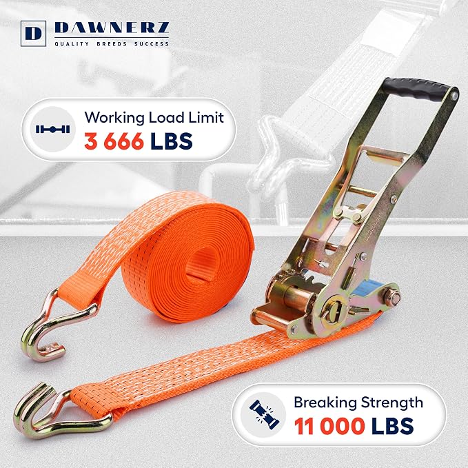 Heavy Duty Ratchet Straps 2 inch 30 ft - 11000 Lb Breaking Strength Double Wire - Image 2