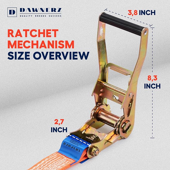 2 Inch x 20 Ft Heavy Duty Ratchet Straps - 6600 Lb Breaking Strength Tie Downs - Image 5