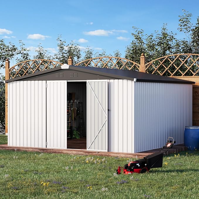 AECOJOY 12' x 12' Outdoor Storage Shed, Large Metal Sheds & Outdoor Storage - Image 5