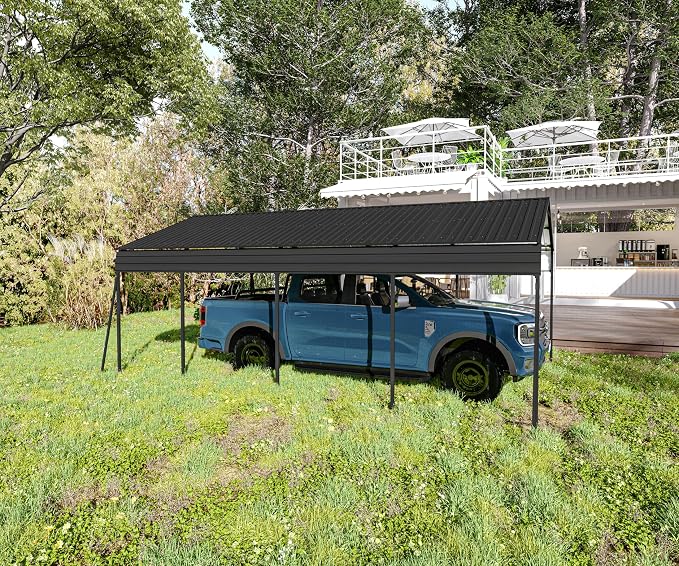 12x20 FT Metal Carport, Heavy Duty Car Port Canopy by ATOVERChristmasTree