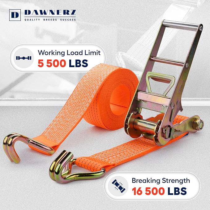 3 inch Ratchet Straps 40 ft Double Wire J Hook Tie Down - Image 2