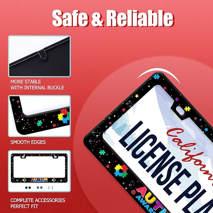 Autism Awareness License Plate Frame License Plate Stainless Steel Parts - Image 2