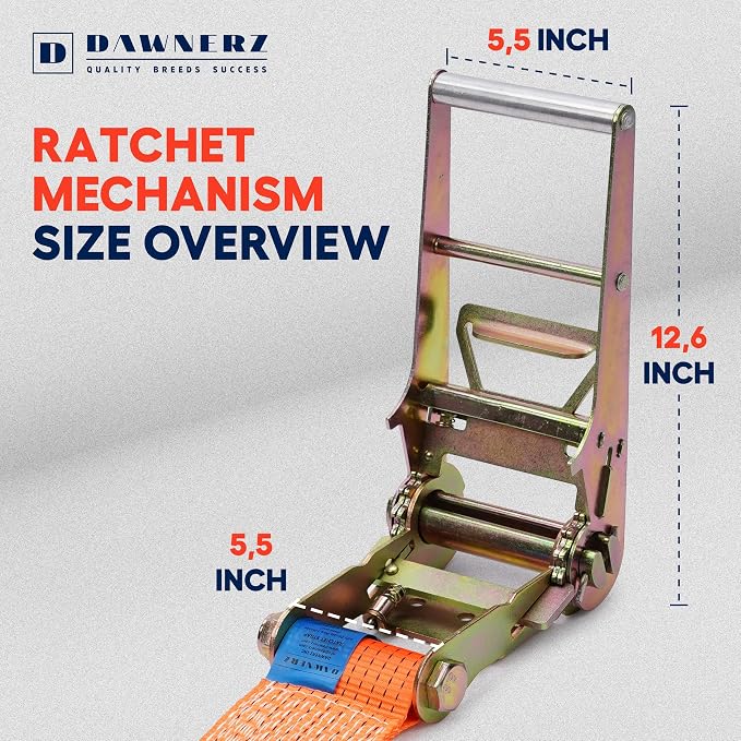 Heavy Duty 4 Inch x 30 Ft Ratchet Straps - Image 4