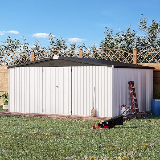 AECOJOY 14' x 12' Outdoor Storage Shed, Large 12x14 Metal Sheds & Outdoor - Image 2
