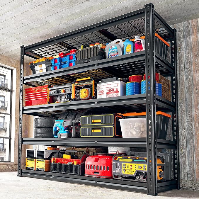 REIBII 48" W Garage Shelves, 5-Tier Garage Shelving Load 2750LBS, Adjustable by REIBII